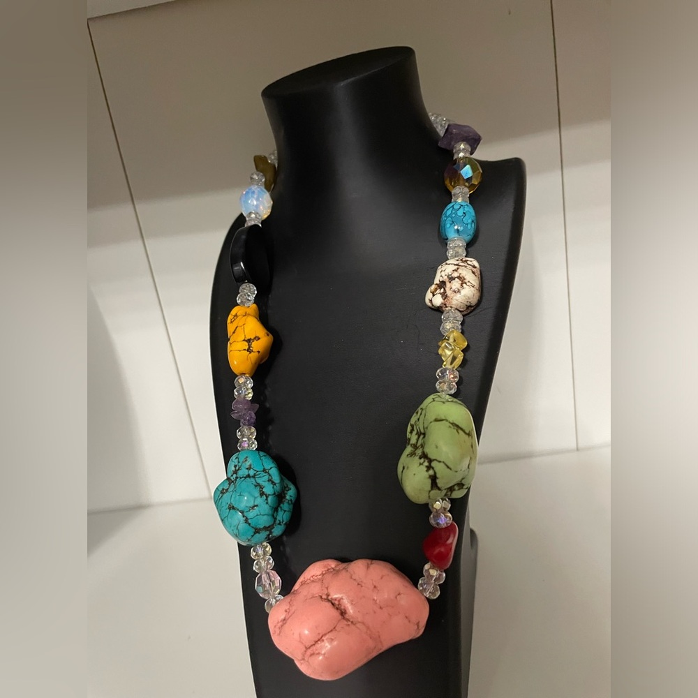 Multicolor Stone Ab Crystal Amethyst High Quality Beaded Necklace